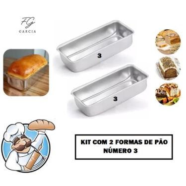 Imagem de Kit De 2 Formas De Pão Tamanho 3 Grande De 31 cm Alumínio Profissional