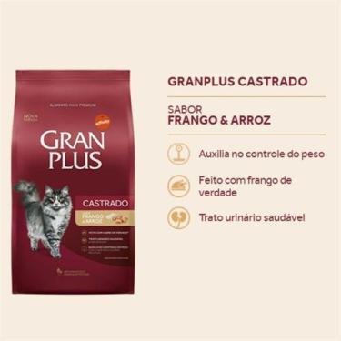 Imagem de Ração GRAN PLUS Gatos Castrados Frango e Arroz 3kg - Gran Plus Affinit