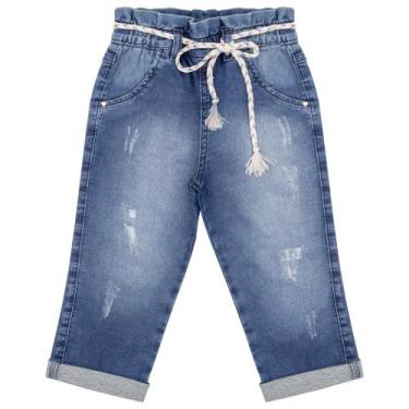 Imagem de Calça Infantil Look Jeans Reta Moletom Jeans, Azul, 01
