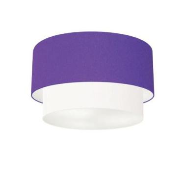 Imagem de Plafon Duplo Cilíndrico Vivare Md-3045 Cúpula Tecido 40x35cm - Bivolt,