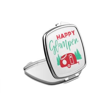 Imagem de SpreadPassion Espelho compacto Happy Glamper, amante de presente feliz glamour, espelho fotográfico Happy Glamper, espelho de maquiagem de viagem pequeno espelho portátil, espelho de bolso portátil,