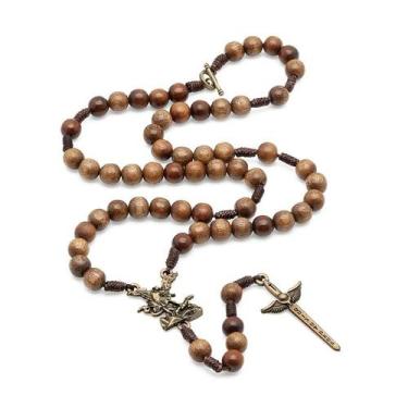 Imagem de Colar Terço Masculino São Miguel Espada Cordão - Dom Sagrado