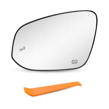 Imagem de Vidro do espelho do lado esquerdo do motorista com ponto cego térmico adequado para Toyota Highlander 2020-2024, vidro do espelho retrovisor do carro com suporte traseiro
