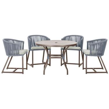 Imagem de Mesa com 4 Cadeiras de Jantar Roma 100cm e Noronha em Aluminío Marrom 