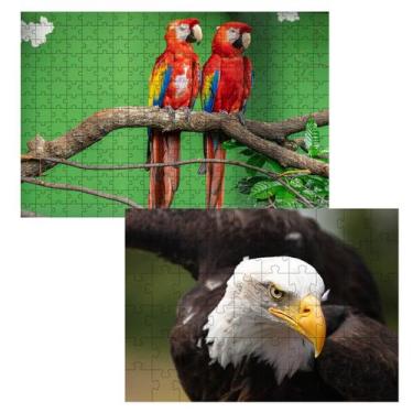 Imagem de Kit 2 Quebra-Cabeça Inclusivos Beleza de Pássaros em 60 Peças - Coleçã