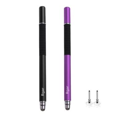 Imagem de Canetas Stylus para Samsung Galaxy Tab A9/A9Plus/A8/A8plus/A7/A7lite/iPad/Microsoft Surface/Fire HD e todos os dispositivos com tela sensível ao toque capacitiva + pontas substituíveis (preto + roxo)