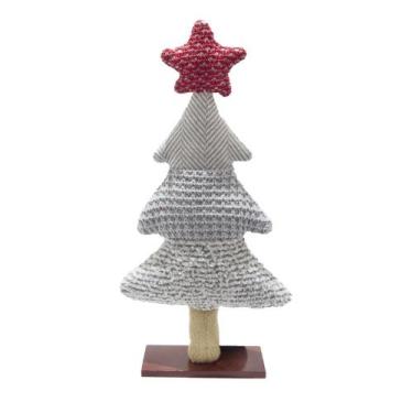 Imagem de Arvore de Natal Decorativa Cinza Com Estrela Vermelha Artigo Artesanal