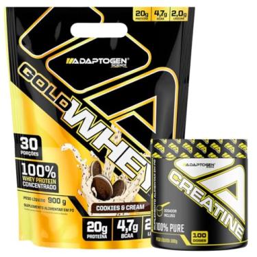 Imagem de Kit Gold Whey Sabor Cookies and Cream 900g + Creatina Platinum 300g - Adaptogen Science