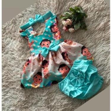 Imagem de Conjunto Menina Bebê Carinho Moana Baby Verde + Laço de Cabelo +Calcin