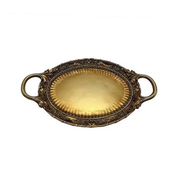 Imagem de Bandeja Decorativa em Resina Dourada 34cm CD3026 BTC