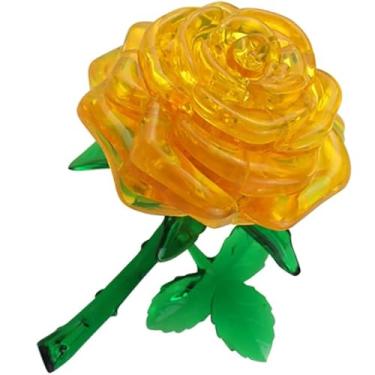 Imagem de Decoração de cristal rosa – Presente romântico criativo para mãe/namorada, decoração de casa, quebra-cabeça 3D feito à mão (amarelo)