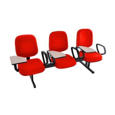 Imagem de Cadeira Escolar Universitária em Longarina com prancheta para Escolas e Faculdades Linha Blenda Vermelho