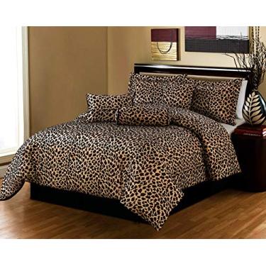 Imagem de Jogo de cama king size preto/marrom leopardo/zebra cama em uma bolsa estampa animal conjunto de edredom micropele