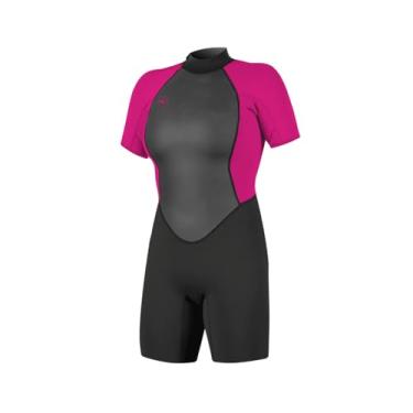 Imagem de Roupa de mergulho feminina O'Neill Reactor-2 2 mm zíper traseiro manga curta primavera preto/baga, 6