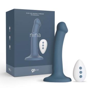Imagem de Prótese C/ Vibro Ventosa Silicone Recarregável Controle Remoto Go Vibe
