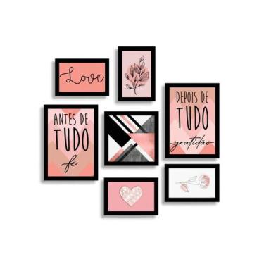 Imagem de Kit 7 Placas Quadros Decorativos Quarto Sala Antes de Tudo Fé Gratidão