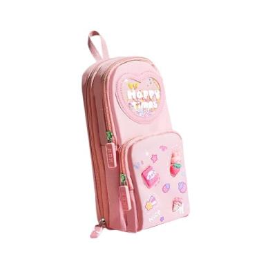 Imagem de Ioensy Lápis Caixa de capa Caso de caneta de grande capacidade decoração estética Bolsa de armazenamento para viajar Makeup Brush Supplies Supplies da escola, Rosa E Coelho