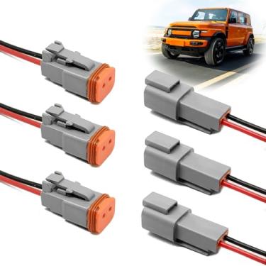 Imagem de SYudwen Kit de conector elétrico automotivo impermeável DT de 2 pinos para motocicleta, barco, caravana, caminhão, carro, trike, macho e fêmea, conectores elétricos automotivos, chicote de fios