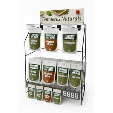 Imagem de Display Expositor Cartelas Ganchos Chão Mercearia Encartelados Cestos Lojas Conveniências (1 Cesto + 3 Ganchos)