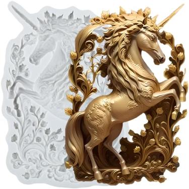 Imagem de CANYANGMOLD Molde de fondant de unicórnio para decoração de bolos, topos de cupcake, chocolate, açúcar, polímero, argila, pasta de goma