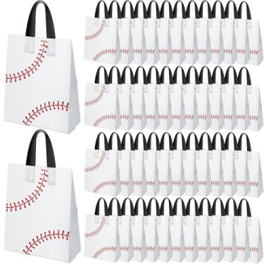 Imagem de Flutesan 50 peças de sacolas plásticas de lembrancinhas de beisebol para lanches de beisebol, embalagem de presente para crianças, meninos, aniversário, esportes temáticos, suprimentos de festa (20 x