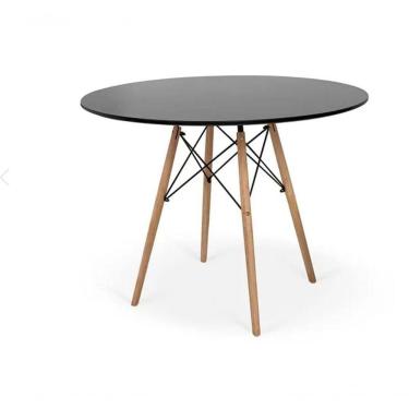 Imagem de Mesa Eiffel Preta 80cm Madeira Ideal Para Cozinha Sala De Jantar Ou Escritório