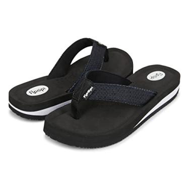 Imagem de Floopi Chinelo feminino de dedo para mulheres - almofada confortável de calcanhar, suporte, sola antiderrapante, 537 - preto, 6