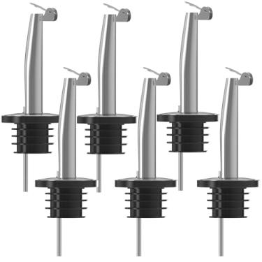 Imagem de Yokudo Pacote com 6 unidades de garrafa de vinho para garrafa de óleo, bico líquido de aço inoxidável com tampa flip para garrafas com óleo, vinho, vinagre e líquidos, despejador de vinho, ferramenta