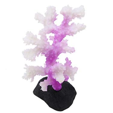Imagem de Decoração de Aquário de Artificial Luminoso - Planta Silicone Realista para Paisagismo Tanques Peixes, Vermelho (Roxo)