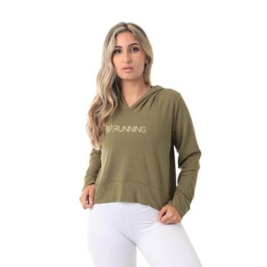 Imagem de Casaco Cropped Feminino Moletom com capuz Running - Sallada Mista, Ver