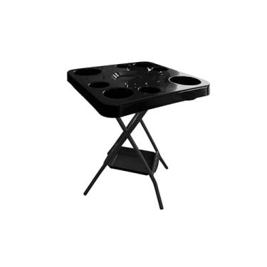 Imagem de Mesa Mesinha Petisqueira Dobrável Portátil Bandeja Churrasco Praia Bar Bares Piscina Área de Lazer(Preto)