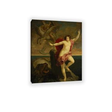 Imagem de Impressões em tela de pinturas famosas, Perseu e Andrômeda, impressões de arte giclée em tela de artistas famosos para decoração de sala de estar Moldura interna de 40 x 30 cm (16 x 12 polegadas)