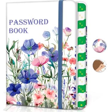 Imagem de BLESWIN Livro para guardar senhas com abas alfabéticas, livros de senha pequenos de capa dura para idosos, registro de senha da Internet, diário de registro, endereço de site, registro de senha de