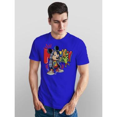 Imagem de Camiseta Masculina Manga Curta Em Algodão Mickey - mistermah, Azul, G