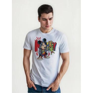 Imagem de Camiseta Masculina Manga Curta Em Algodão Mickey - mistermah, Branco, 
