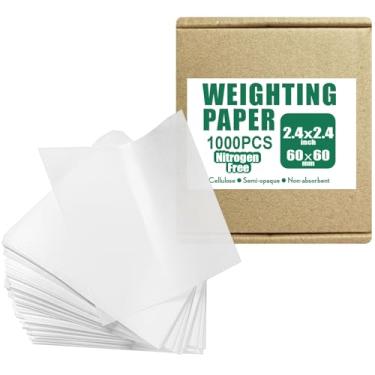 Imagem de ZHANXUBIO Folha de papel de pesagem de celulose, papel de peso suave, livre de nitrogênio, não absorvente, alto brilho (2,4 x 2,10 cm 1000 peças)