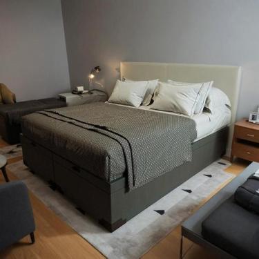 Imagem de Base para Cama Box Queen Amorim Premium com Baú Suede (47x158x198) Gra