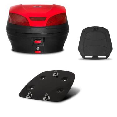 Imagem de Baú Moto 30 Litros Pro Tork + Suporte Base Xtz 150 Crosser, VERMELHO, 