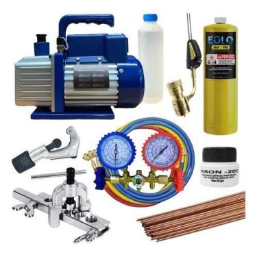 Imagem de Kit Básico Refrigeração Bomba De Vácuo Manifold Maçarico