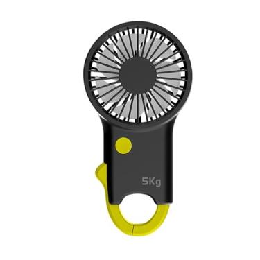 Imagem de Fenteer Ventilador portátil de mão com função de reforço de aderência, presente de verão, mini ventilador de mão 2 em 1 para escritório, caminhadas, casa, Amarelo