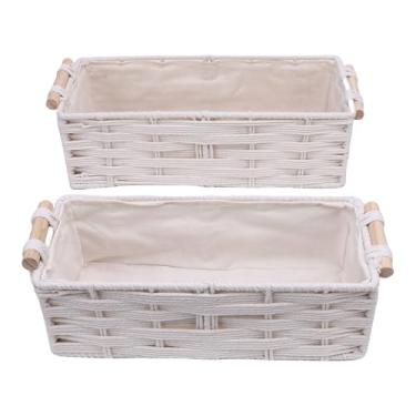 Imagem de Pssopp 2pcs Cestas Decorativas de Casa, Cestas de Decoração Boho Latas de Armazenamento de Corda de Algodão para Banheiro para o Quarto de Estar No Quarto