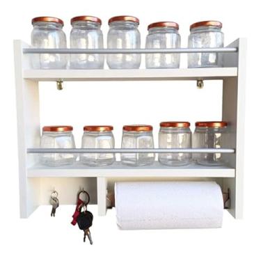 Imagem de Porta Tempero de Parede - Organizador de Condimentos em MDF(BRANCO - (rolo de papel))
