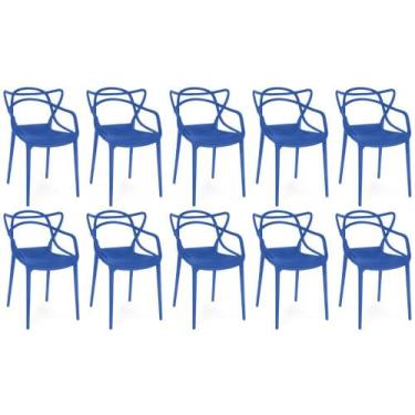 Imagem de Kit 10 Cadeiras de Jantar Allegra Prática Empilhável - Azul Petróleo -