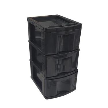 Imagem de Gaveteiro 3 Gavetas Todo Preto Plástico COD.743 - Agraplast