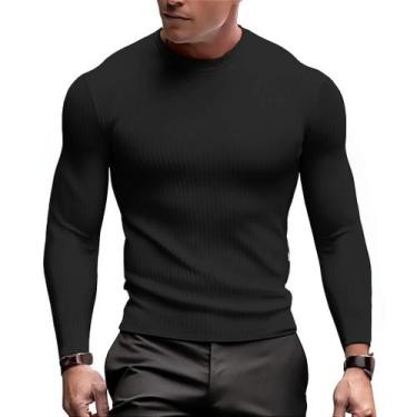 Imagem de Camisa Masculina Malha Canelada Manga Longa Slim Premium - Diamante Ve