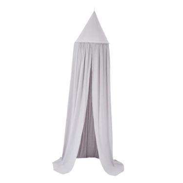 Imagem de ＫＬＫＣＭＳ Cortina de dossel para cama infantil, rede de princesa, espaço de leitura, tenda para berço, cinza