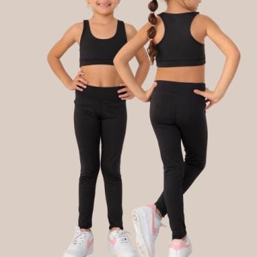 Imagem de Kit com 2 calça leggings infantil JinkingStore para meninas lisa básic