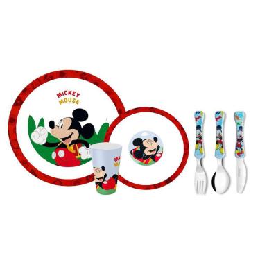 Imagem de Prato Tigela Copo Talheres Refeiçao Infantil Bebe Mickey Disney