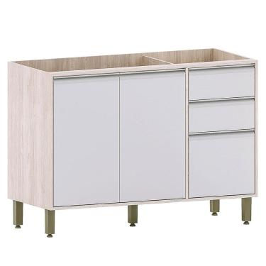 Imagem de Balcão de Pia para Cozinha 120 cm 2 Portas 3 Gavetas Atenas