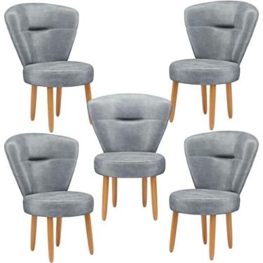 Imagem de Conjunto 5 Cadeiras para Sala de Espera Cozinha Decorativa Tecido Velu